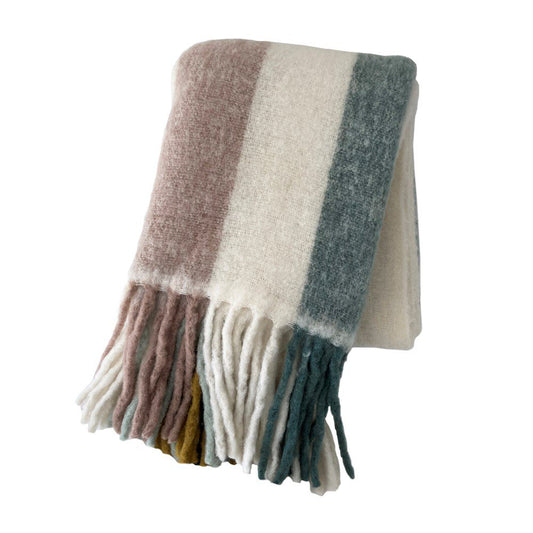 Lola + Fox Mina Narrow Stripe Bumble Fringe Throw