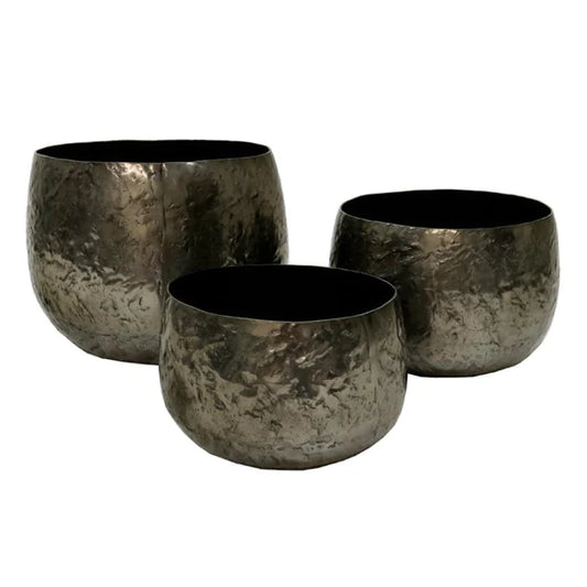 Aluminium Crumpled Pot Medium