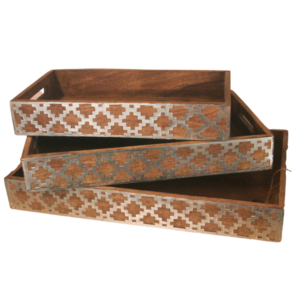 S&R Reagan Wood & Metal Tray