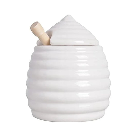 Honey Pot W/Dipper Ceramic